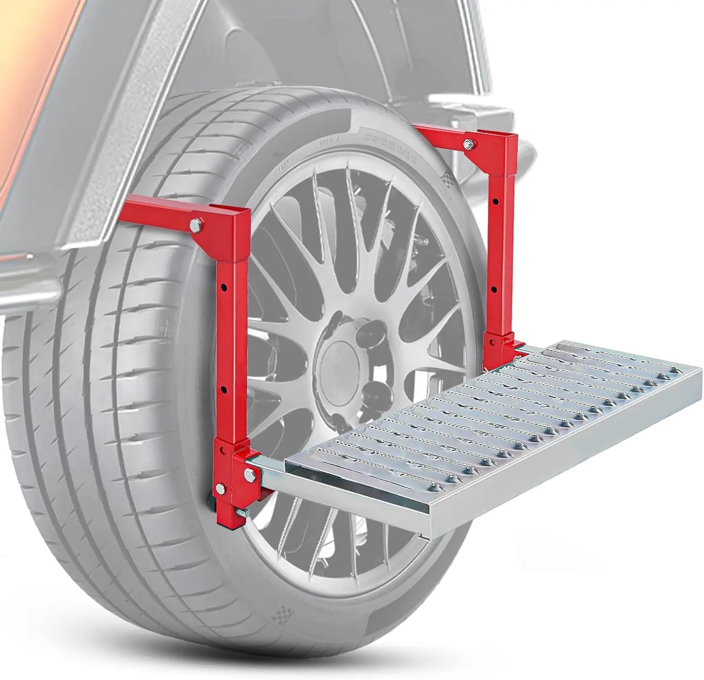 Nilight Heavy-Duty Portable Folding Metal Tire Step, Truck Accessories, Non-Slip Steel Surface, Height-Adjustable with 3 & 5 Positions for 10”-15” Tires, 350 Lbs Max Weight Capacity, Easy Installation