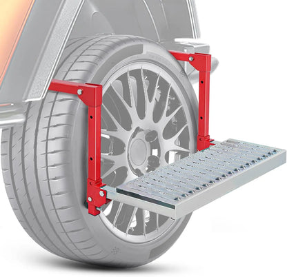 Nilight Heavy-Duty Portable Folding Metal Tire Step, Truck Accessories, Non-Slip Steel Surface, Height-Adjustable with 3 & 5 Positions for 10”-15” Tires, 350 Lbs Max Weight Capacity, Easy Installation