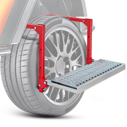 Nilight Heavy-Duty Portable Folding Metal Tire Step, Truck Accessories, Non-Slip Steel Surface, Height-Adjustable with 3 & 5 Positions for 10”-15” Tires, 350 Lbs Max Weight Capacity, Easy Installation