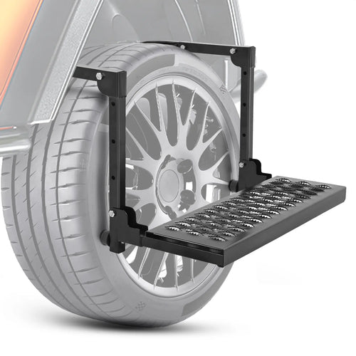 Nilight Heavy-Duty Portable Folding Metal Tire Step, Truck Accessories, Non-Slip Steel Surface, Height-Adjustable with 3 & 5 Positions for 10”-15” Tires, 350 Lbs Max Weight Capacity, Easy Installation