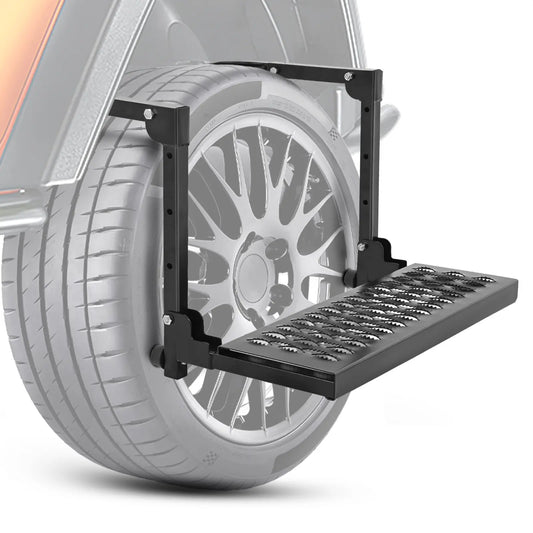 Nilight Heavy-Duty Portable Folding Metal Tire Step, Truck Accessories, Non-Slip Steel Surface, Height-Adjustable with 3 & 5 Positions for 10”-15” Tires, 350 Lbs Max Weight Capacity, Easy Installation