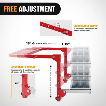 Nilight Heavy-Duty Portable Folding Metal Tire Step, Truck Accessories, Non-Slip Steel Surface, Height-Adjustable with 3 & 5 Positions for 10”-15” Tires, 350 Lbs Max Weight Capacity, Easy Installation