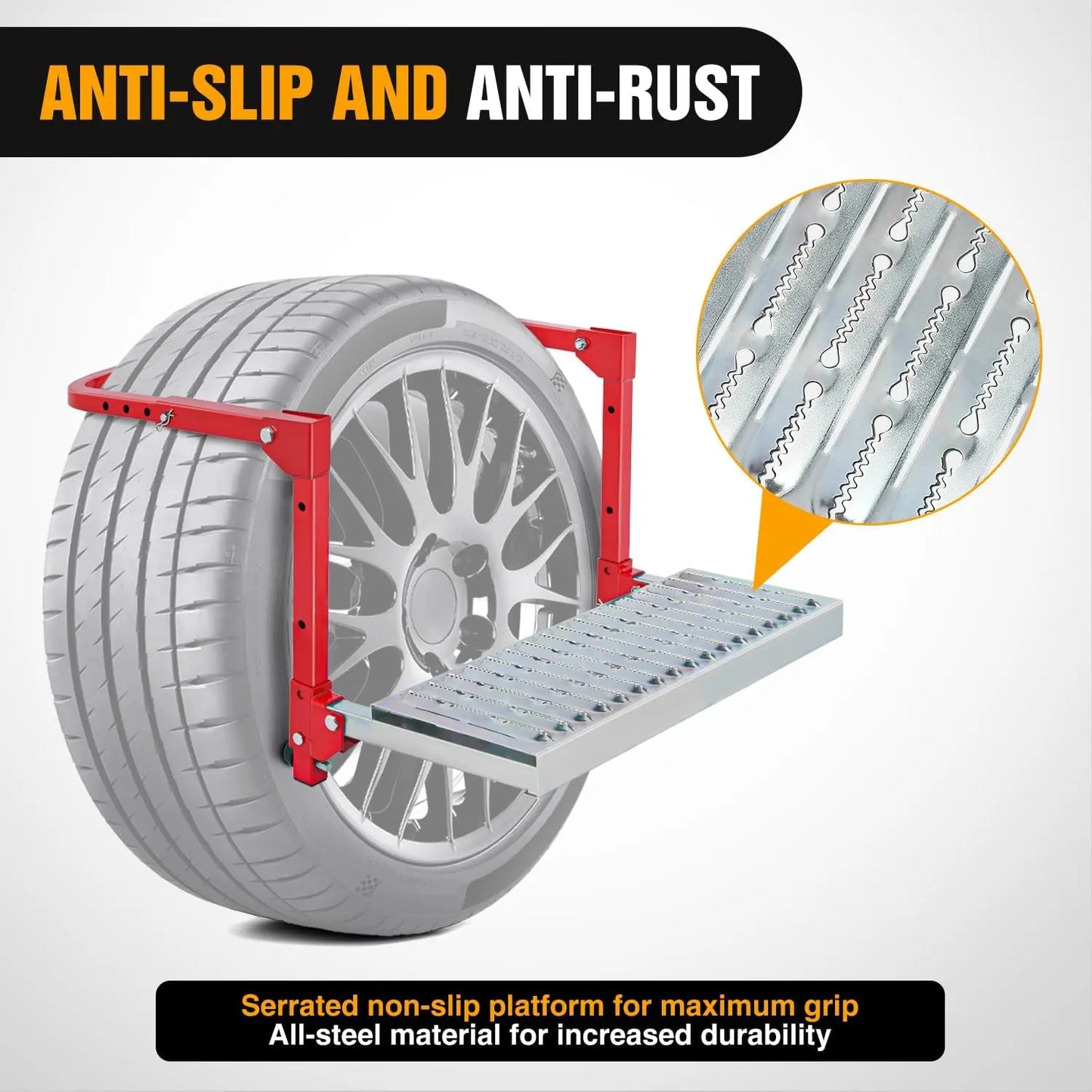 Nilight Heavy-Duty Portable Folding Metal Tire Step, Truck Accessories, Non-Slip Steel Surface, Height-Adjustable with 3 & 5 Positions for 10”-15” Tires, 350 Lbs Max Weight Capacity, Easy Installation