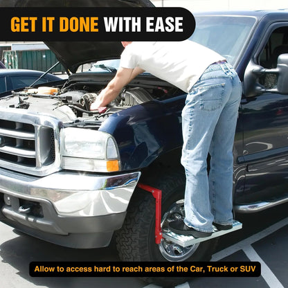 Nilight Heavy-Duty Portable Folding Metal Tire Step, Truck Accessories, Non-Slip Steel Surface, Height-Adjustable with 3 & 5 Positions for 10”-15” Tires, 350 Lbs Max Weight Capacity, Easy Installation
