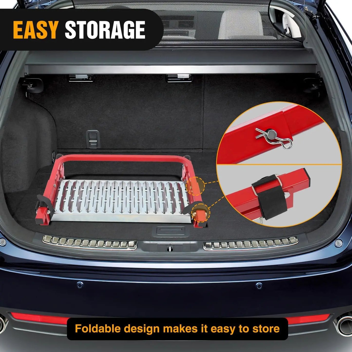 Nilight Heavy-Duty Portable Folding Metal Tire Step, Truck Accessories, Non-Slip Steel Surface, Height-Adjustable with 3 & 5 Positions for 10”-15” Tires, 350 Lbs Max Weight Capacity, Easy Installation