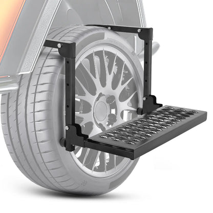 Nilight Heavy-Duty Portable Folding Metal Tire Step, Truck Accessories, Non-Slip Steel Surface, Height-Adjustable with 3 & 5 Positions for 10”-15” Tires, 350 Lbs Max Weight Capacity, Easy Installation